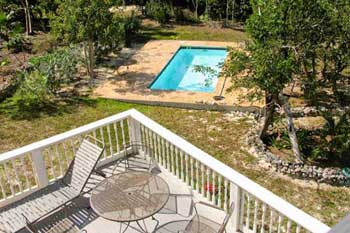 Deck overlooking heated fresh water pool